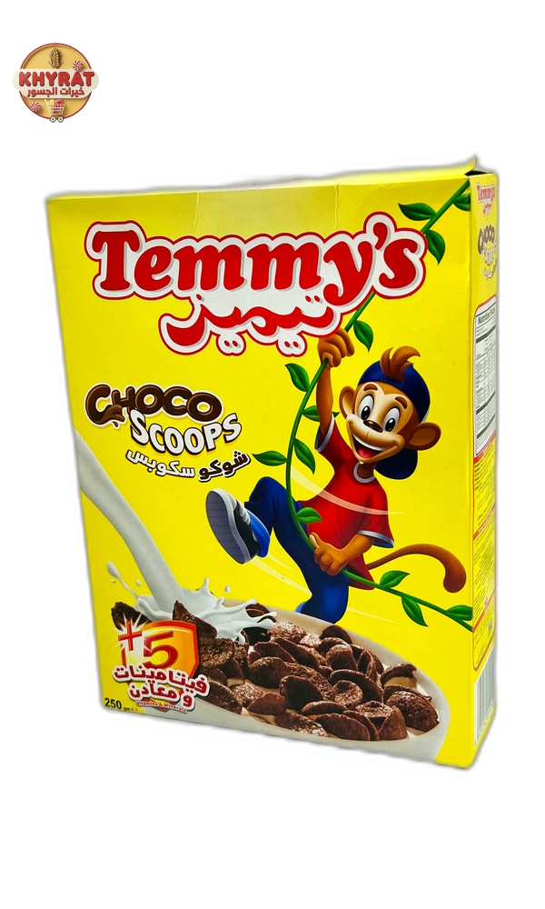 timiz-choco-scoops-250g كورن فليكس تيميز شوكو سكوبس 250غرام - الصورة 1